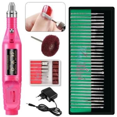 Imagem de Kit Lixadeira Elétrica 20.000rpm 30 Brocas Diamantadas Lixas - MARKELK