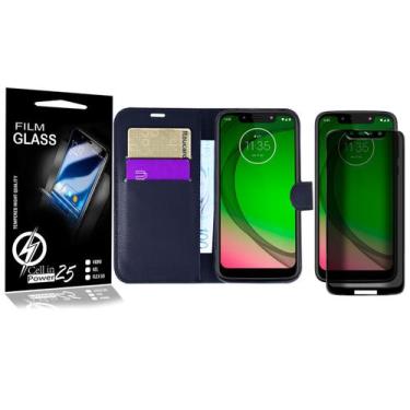 Imagem de Capa carteira + Película Privacidade P/ Moto G7 Play XT1952 5.7 - Cell