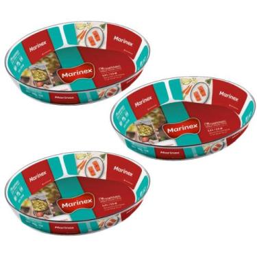 Imagem de 3 Travessas Vidro Oval  2,4L Assados e Doce Marinex Nadir - NADIR FIGU