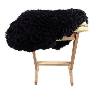 Imagem de Pelego Preto De Carneiro Luxo Escovado Para Montaria e Decoração - Cou