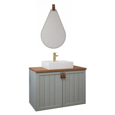 Imagem de Gabinete de Banheiro Alure 80 com espelho gota Pistache/Freijo - MGM