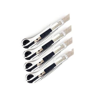 Imagem de Kit 4 Estilete Largo de Metal e Plástico 18x100mm Com Reservatório Par