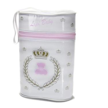 Imagem de Porta Mamadeira Duplo Térmico Frasqueira Com Alça Rosa - Lipi Baby
