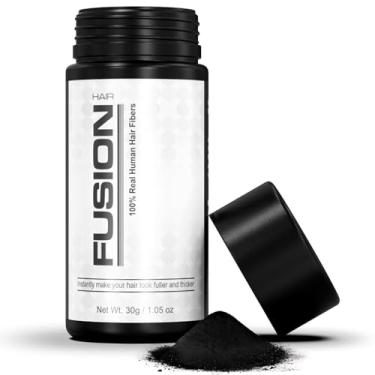 Imagem de Fibras de cabelo para queda de cabelo – (30 g) Fibras de construção de cabelo humano real para esconder manchas calvas e queda de cabelo, retoque de raiz e volumizador, marrom