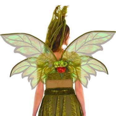 Imagem de Green Woodland Fairy Wings - 32" x 38.37", 1 Pc - Lightweight, Lush Polyester - Charming & Magical - Perfect For Costumes, Parties, & Festive Events