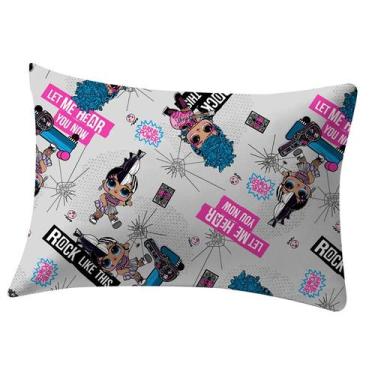 Imagem de Fronha Portallar Malha Estampada Lol OMG Rock In Roll Cinza
