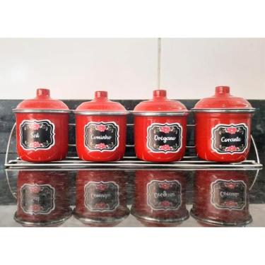 Imagem de Porta Temperos Condimentos de Alumínio Cozinha 5 Peças Potes para Temp