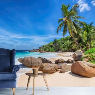 Imagem de Papel de Parede Praia Paisagem Mar Natureza Sala Adesivo - 110pcm - Al