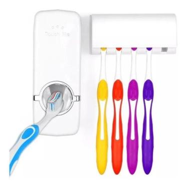 Imagem de Dispenser Pasta De Dente Com Suporte De Escova Branco - MARKELK
