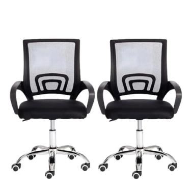 Imagem de Kit 2 Cadeiras de Escritório Mesh Assento Estofado Base Giratória