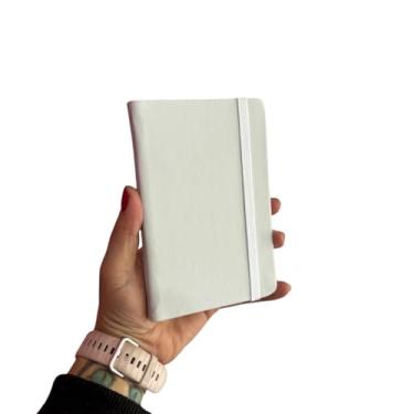 Imagem de Caderneta Pequena Tipo Moleskine SEM PAUTA, Caderno de Anotações Pequeno 15x10 Capa Dura com Elástico (Branco/Gelo)