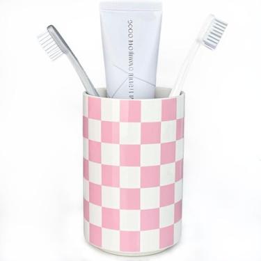 Imagem de Suporte de escova de dentes Nakor Home Ceramic Pink para banheiro