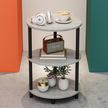 Imagem de Mesa lateral RISWER pequena redonda de 3 camadas para espaços pequenos