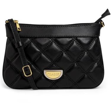 Imagem de Bolsa Crossbody Classe Couro Legítimo Casual Maia Feminina - Preto, Ún
