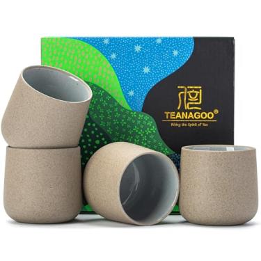 Imagem de TEANAGOO Xícaras de chá japonesas, xícara de chá chinesa, 205 ml, xícara de chá de cerâmica para adultos, xícaras de cerâmica sem alças, xícaras japonesas, xícara matcha asiática, cinza escuro, 4