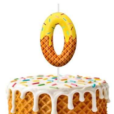 Imagem de Velas de aniversário de sorvete, decoração de topo de bolo de 6 cm, velas número 0, decorações de aniversário, decorações de bolo de festa de aniversário, suprimentos de festa