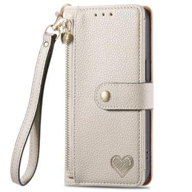 Imagem de LTLMYDAM Capa carteira para Google Pixel 10ProXL/10 Pro/10, capa flip fólio de couro textura lichia capa de telefone pequena alça de pulso capa de proteção contra choque, branca, 10PROXL