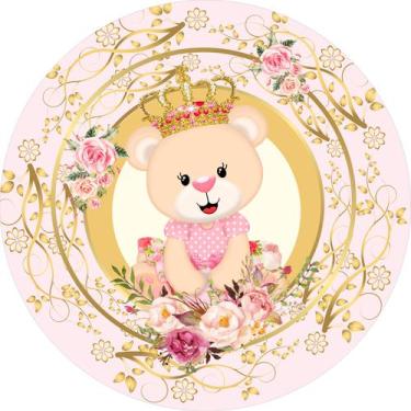 Imagem de Painel De Tecido Redondo Ursinha Princesa Molduras 150cm - Veste Bem -