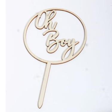 Imagem de C410 Oh Boy Cake Topper, Acrylic Baby Shower Cake Decoration, Baby Shower Decorations and Decor,Gender Reveal Cake Charm Party Decorarion