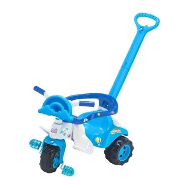 Imagem de Triciclo Infantil Tico Tico Empurrador Raibow Azul - Magic Toys