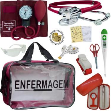 Imagem de Kit Enfermagem Top Cores Premium Completo Estagio - Love Saude, VINHO 