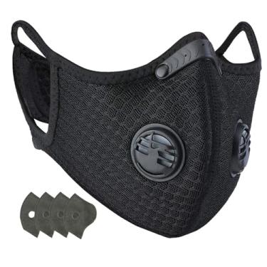 Imagem de BDL Máscara Esportiva Com Válvulas De Exalação, Além Filtro Facial Contra Poeira E 4 Filtros Carvão Ativado, Proteção Individual Ajustável Nylon, Preta