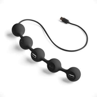 Imagem de LEXON Hub USB Peas HUB-C com 2 portas USB-A e 2 USB-C, extensor USB multiportas para MacBook, Ultrabooks e tablets, adaptador USB C para USB, suporta carregamento e transferência de dados - Preto