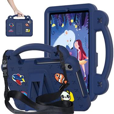 Imagem de Kwamaz Capa para tablet Walmart Onn de 8 polegadas 2024, geração 4, modelo 100135923, com alça de ombro, capa infantil à prova de choque, azul-marinho