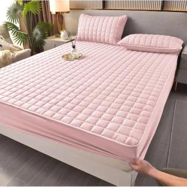 Imagem de Capa Protetora ImpermeáVel Para ColchãO 100% à Prova D'áGua - Matelada Com EláStico 360° - AntiáCaros E HipoalergêNica - Para ColchãO Casal/Queen/King(King,Rosa)
