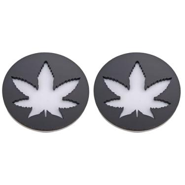 Imagem de Emblema personalizado acessórios de maconha, ajuste universal para Jeep Chevy Toyota Ford carro, caminhão, SUV 5,8 cm branco/preto 2 peças