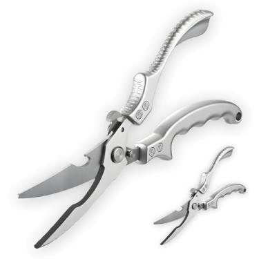 Imagem de Tesoura de Cozinha Inox Multiuso Profissional 25 CM com Trava de Segurança Cortador Cortar Frango Peixe Legumes Verduras Ossos Carnes Cabo Ergonômico Antiderrapante