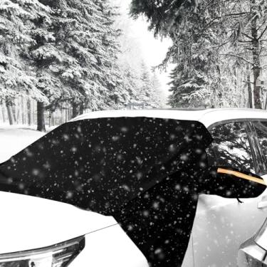 Imagem de Capa de para-brisa para neve e gelo, protetor de para-brisa Oxford para todas as estações, acessórios de carro com bolsa de espelho lateral, capa de neve de para-brisa melhorada extra grande adequada