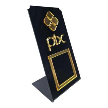 Imagem de Placa Pix Qr Code Display Para Pagamentos Acrílico Plaquinha Cor Preto