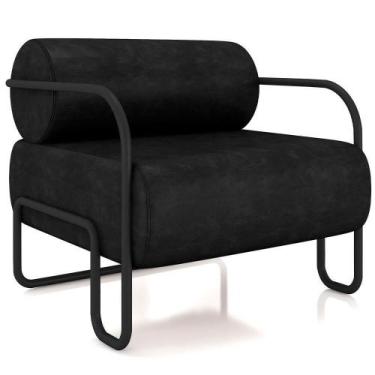 Imagem de Poltrona Decorativa Pés Industrial Moscou K01 material sintético Preto