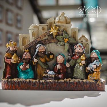 Imagem de Presépio Natal Baby 30cm Resina Completo Infantil Importada - Sacro