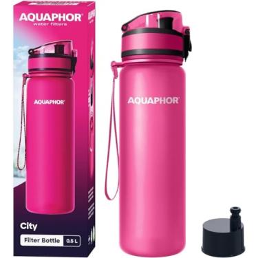 Imagem de AQUAPHOR Garrafa City 500 ml rosa | Garrafa de água de viagem com filtro de carvão ativado | Filtros de cloro e impurezas | Feito de Tritan e livre de BPA | Mantenha-se hidratado em qualquer lugar!