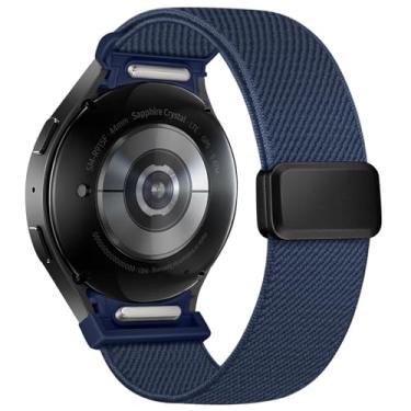 Imagem de Pulseira magnética com um clique compatível com Samsung Galaxy Watch 7 6 5 4 FE de 40 mm e 44 mm/6 4 Classic de 43 mm, 47 mm, 42 mm, 46 mm/5 Pro de 45 mm, pulseira de nylon esportiva sem lacunas de 20