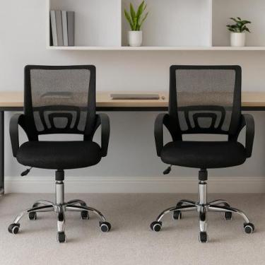 Imagem de Kit 2 Cadeiras Escritório Giratória Office Arco Estofado Mesh - Lar Te