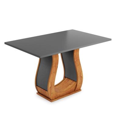 Imagem de Mesa de Jantar 4 Lugares Retangular Tampo de Vidro e MDP Inovare Mel/Grafite