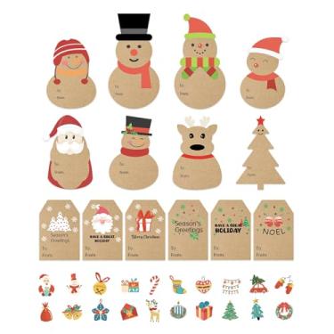 Imagem de 500 etiquetas de presente de Natal Kraft - etiquetas autoadesivas para presentes, adesivos de Natal infantis, etiquetas para caixas, bolsas, envelopes, papel de embrulho, pacotes