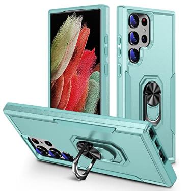 Imagem de SORAKA Capa para Samsung Galaxy S23 Ultra com suporte de anel e placa de metal capa rígida para PC para-choques de TPU suave capa resistente de ajuste fino estojo protetor à prova de choques