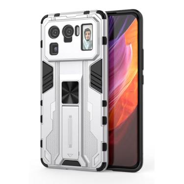 Imagem de SORAKA Capa para Xiaomi Mi 11 Ultra 5G com suporte Capa de proteção resistente para Xiaomi Mi 11 Ultra 5G Capa com placa de metal para suporte magnético para carro Capa Silm Fit