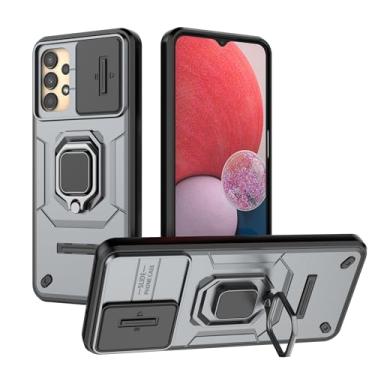 Imagem de SORAKA Capa para Samsung Galaxy A13 5G/4G com suporte de anel e tampa deslizante para câmara capa Samsung A13 com placa metálica para suporte magnético de carro capa de dupla camada em PC e TPU
