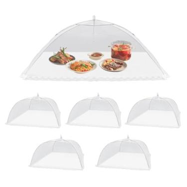 Imagem de BangBoom 6 pacotes de capas de alimentos para rede de malha externa, barracas de comida para servir ao ar livre, guarda-chuva reutilizável, 1 grande 99 x 60 cm, 5 meio 43 x 43 cm, para festas