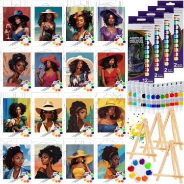 Imagem de Zhanmai 88 peças de tela pré-desenhada de 20 x 25 cm para kit de pintura, tela pré-esticada para beber e pintar lembrancinhas de festa, faça você mesmo, presentes de aniversário para adultos