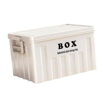 Imagem de Ｂｅｓｇａ Organizador de porta-malas de carro com tampa, caixa de utilidades multifuncional de grande capacidade e alças, recipiente para roupas e brinquedos, Branco