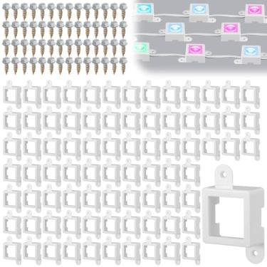 Imagem de Beeveer 80 conjuntos de clipes de luz para Govee H705 clipes de montagem com 160 parafusos compatíveis com extensão de luzes externas permanentes Govee Pro, instale firmemente (branco)