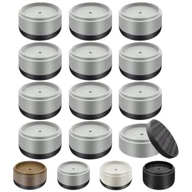 Imagem de Elevadores de cama para móveis, resistentes, 2,5 cm, 5 cm, 7,6 cm, 10 cm, elevadores de cama ajustáveis redondos para pernas de mesa, sofá, poltrona, geladeira, máquina de lavar (2,5 cm, cinza, pacote