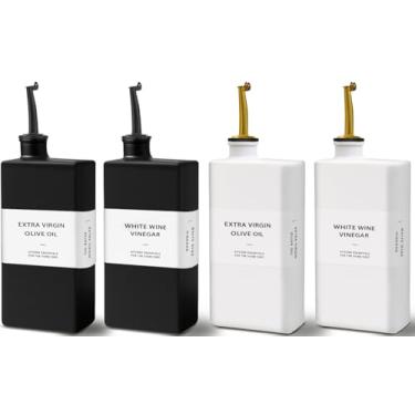 Imagem de Gelury Garrafa dispensadora de azeite de oliva para cozinha, conjunto dispensador de óleo e vinagre com bloqueio de UV, dispensador de molho de soja, garrafas de xarope de café, decoração de cozinha