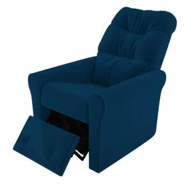 Imagem de Poltrona Reclinável Clio em Veludo com 3 Posições Matrix, Azul